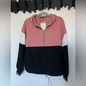 Zara Pink, Black, White Block Half-Zip Oversized Lightweight Hoodie Size XS (NWT